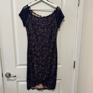 B Darlin Navy Lace Midi Dress